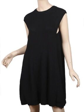 BALENCIAGA BLACK COTTON KNIT FLARED DRESS 38/6
